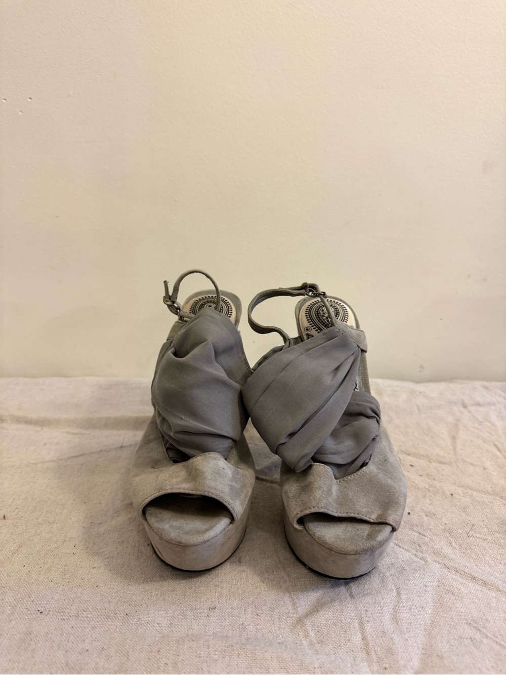 Gray Women's Wrap-Style Platform Sandals